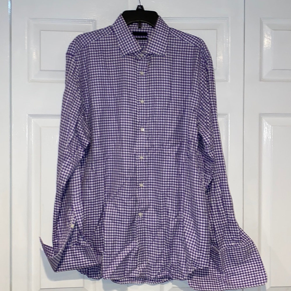 VAKKO size 17 men’s purple check shirt nwot
